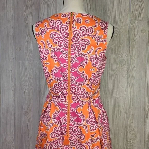 Holly & Whyte by Lindex Womens 10 Midi Dress Orange Pink Floral Sleeveless Flowy - Picture 5 of 11